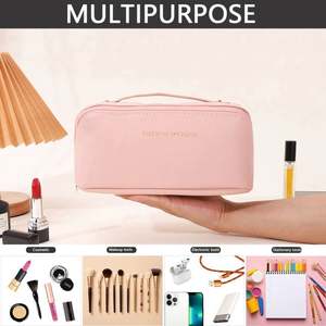 Trousse de maquillage en cuir PU personnalisée avec logo Vente en gros Oreiller carré imperméable pour demoiselles de mariée de voyage Sac cosmétique - Product Image 6