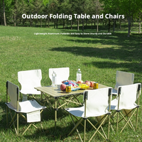 Table et chaises pliantes de camping en acier au carbone, ensemble de 5 pièces, table et chaises de camping multifonctionnelles pour pique-nique, barbecue, voyage en famille