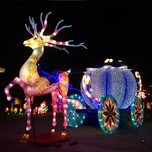 Новый год уличные украшения на заказ железная рамка 3D животных оленей с рождественскими гирляндами