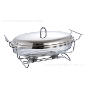 Réchaud de buffet carré en verre avec cadre doré, verre résistant à la chaleur pour événements et réceptions - Product Image 3