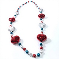 Collier en perles en forme de cœur personnalisé, vente en gros d'usine, pour la Saint-Valentin, la fête de l'Indépendance, le carnaval, fournitures de décoration de fête