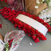Rangkaian Bunga Merah Buatan untuk Dekorasi Meja dan Lorong Pernikahan Grosir