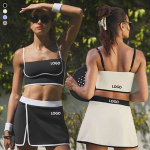 Falda de tenis para mujer, ropa deportiva de alta calidad con cuello en U, personalizada, de 2 piezas, para yoga y tenis - Product Image 1