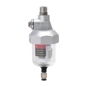 Valve de vidange automatique WBK-20, pièces de compresseur d'air de 1/4 po avec bol transparent et étiquette d'avertissement pour usage industriel - Product Image 1