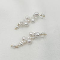 Boucles d'oreilles pendantes en or plaqué or avec perles d'eau douce de qualité supérieure, faites à la main, pour mariages, anniversaires, fêtes, cadeaux