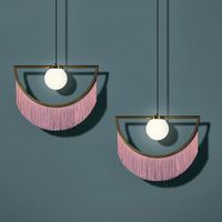 Lampe suspendue moderne en macramé doré avec pampilles, globe en verre, pour salon, chambre, café, bar, restaurant, hôtel, décoration
