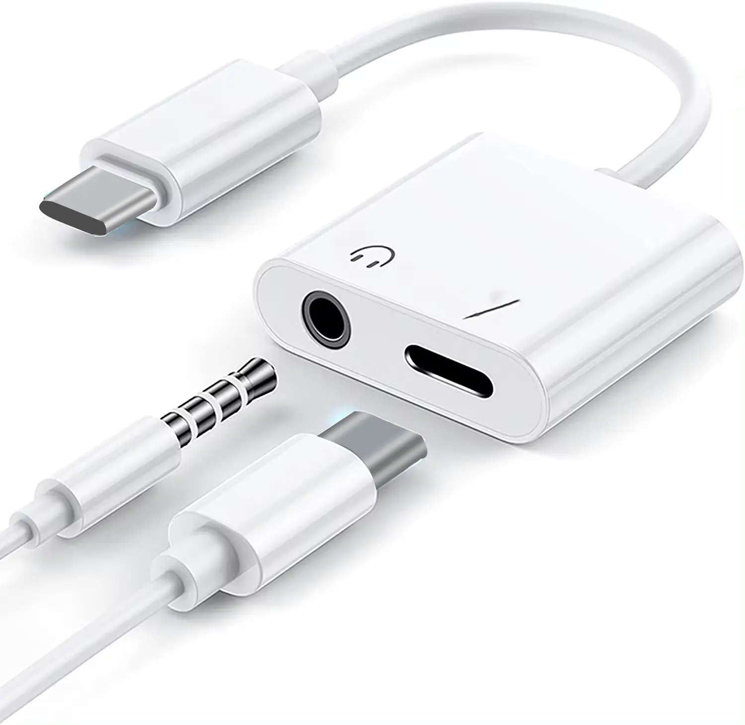 Venta al por mayor adaptador aplicable a auriculares de 3,5mm auriculares Adaptador de audio Cable de carga de música para IP