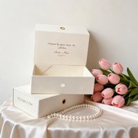 Boîte en papier d'emballage de luxe blanche pliable avec logo personnalisé, fermeture magnétique, pour vêtements, chocolats, bijoux