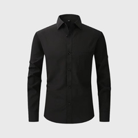 Großhandel Herren Königsblau Einfarbiges Langarm-Hemd Business Casual Button-Down-Hemd Mit Tasche