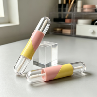 Tube de brillant à lèvres vide transparent rechargeable avec double applicateur style capsule