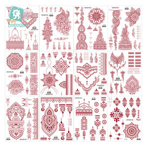 Fabricant de Tatouages Autocollants Temporaires au Henné Rouge Personnalisés, Imperméables pour <span class=keywords><strong>Femme</strong></span> et Fille, Art Corporel Sexy pour Mains et Pieds, Fleur d'Inde - Product Image 4