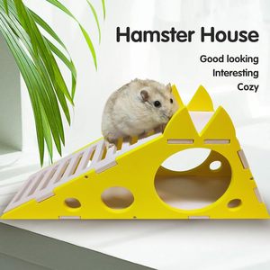 Cachette en bois pour hamster nain avec toboggan d'escalade, labyrinthe multi-chambres pour petits animaux, cabane pour hérisson, souris syrienne, <span class=keywords><strong>maison</strong></span> pour animaux de compagnie - Product Image 3