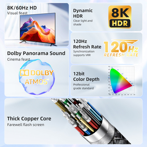 Venta al por mayor 8K <span class=keywords><strong>Hdmi</strong></span> 2,1 Cable 2M 6.6ft Trenzado <span class=keywords><strong>Hdmi</strong></span> Cable 4K 120Hz Para Sony Tvs Ps5 Xbox Gaming Monitor - Product Image 5