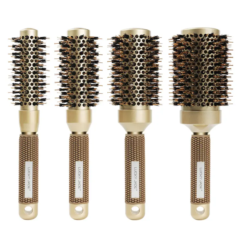 Logo personnalisé outils de coiffure en céramique brosse thermique ronde professionnelle en poils de sanglier pour le séchage escova de cabelo