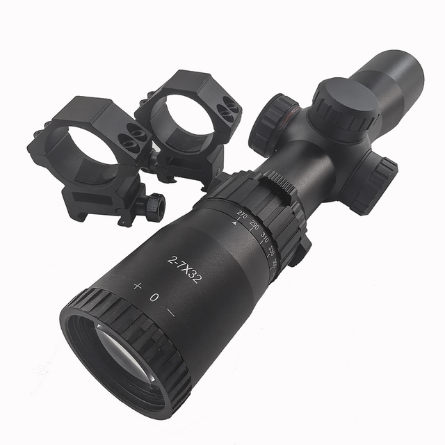 Factory Price 2-7x32 Scope with 30mm Tube Diameter Second Focal Pland Illuminated Reticle Scope Hunting Scope