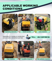 Mini-compacteur vibrant diesel à double tambour de 1, 2 ou 3 tonnes, poussé à la main, pour asphalte et sol - Mini-rouleau compresseur