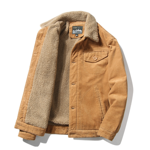 Wholesale New Winter Men's XL Corduroy Car <strong>Jacket</strong> with <strong>Mandarin</strong> <strong>Collar</strong> Comfortable Custom Designed Rabbit Fur Button Decoration - Product Image 3