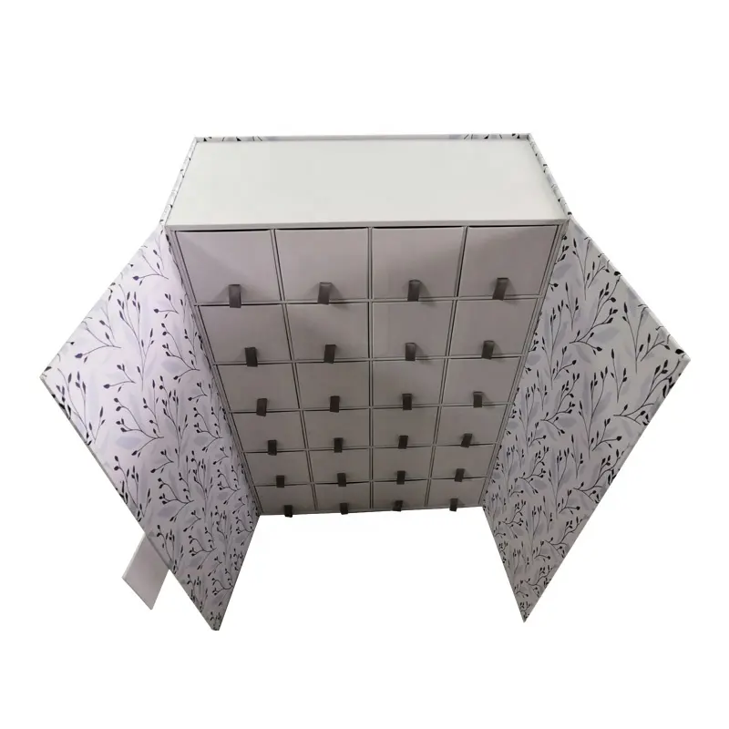 उच्च गुणवत्ता कस्टम पैटर्न आगमन कैलेंडर उपहार बॉक्स 24 दराज चुंबकीय बंद होने के साथ पेपरबोर्ड
