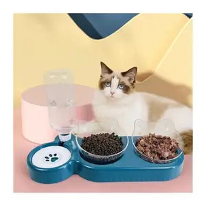 A buon mercato moderno unico canile lento alimentatore carino Pet Feeder melamina cibo per cani campeggio arco con scala di stoccaggio