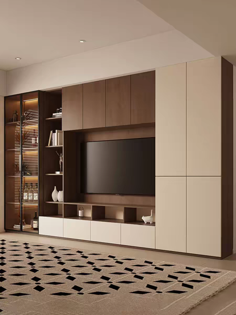 Modern Living Room TV Stand Modular Storage Cabinet with Bookshelf Easy Assembly Eco-Friendly Wood Apartment-Friendly