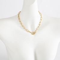 Collier ras-de-cou Keira en acier inoxydable plaqué or 18 carats avec fermoir OT, chaîne à maillons rectangulaires épais, minimaliste, unisexe, cadeau d'anniversaire