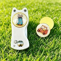 Outil de réparation de divots de golf pliable en alliage d'aluminium avec marqueur magnétique, fourche de golf, cadeaux personnalisés multicolores pour tournois, vente en gros