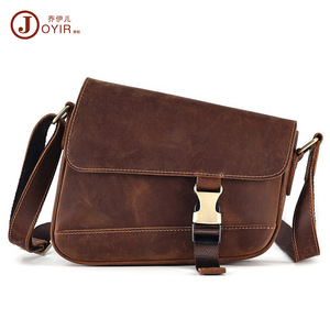 Joyir Bolso bandolera de cuero Crazy Horse para hombre, bolso mensajero retro marrón para viajes informales y desplazamientos - Product Image 5