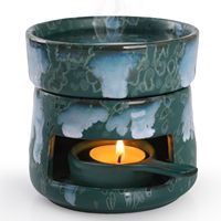 Brûleur de cire fondue et d'huiles essentielles en céramique, diffuseur d'arômes, porte-bougie chauffe-plat pour aromathérapie, décoration de chambre à coucher, vert