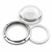 Vente en gros de lentilles en verre LED de 100 mm avec anneau métallique et joint d'étanchéité en silicone, directement de l'usine pour les spots LED / éclairages encastrés