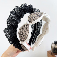 Bandeau rétro coréen en tulle à paillettes plissé en perles Chouchou Accessoire pour cheveux d'automne et d'hiver