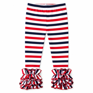 <span class=keywords><strong>Leggings</strong></span> per Bambine di Alta Qualità, Morbidi con Volant Laterali, Stampa Personalizzata, Pantaloni <span class=keywords><strong>a</strong></span> <span class=keywords><strong>Righe</strong></span> in Cotone Comodi - Product Image 4