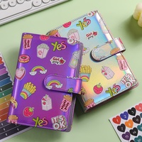 Cuaderno de contabilidad de hojas sueltas de piel sintética con patrón de dibujos animados A6 en colores macaron 2025, al por mayor, creativo, para guardar efectivo