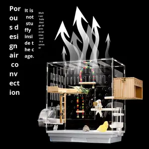 Luxe Transparante Acryl Vogelkooi Spatwaterdichte En Warme Fokkerij Sierbenodigdheden Voor Grasparkieten Tortelduifjes Valkparkiet - Product Image 1