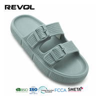 Sandales personnalisées pour hommes en EVA à double boucle réglables, fabrication OEM, vente en gros, chaussures de plage légères et confortables