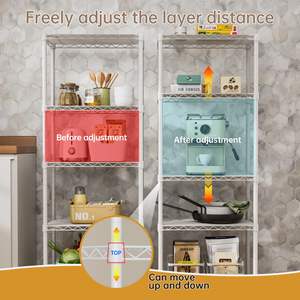 5 מדפי חוט קטן מטבח מזווה צמוד מארגני אחסון מדף חדר אמבטיה מתכת מתכווננת המוסך מדפים - Product Image 4