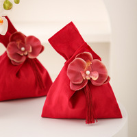 Sacs portables de haute qualité, créatifs, vintage, luxueux, en velours doux, en forme de fleur, 16*22cm, pochettes à bijoux, sacs à bonbons, Noël, mariage
