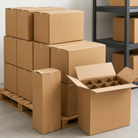 Boîte en carton ondulé personnalisée avec logo, format B Flute, grande et robuste, 3 couches, pour le transport de vin