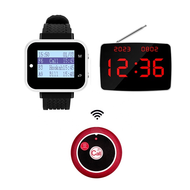 Hospital Cafe Guest Paging Buzzer Waterproof Bell Wireless Nurse Waiter Call Button Restaurant Smart Vibrating Wrist Watch Pager