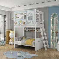 Lit superposé en bois massif pour enfants avec rideaux d'intimité, escalier de rangement et tiroirs, lit pour enfants pour chambre partagée