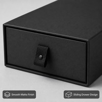 Boîte cadeau pliable personnalisée, imperméable, noir mat, XS, avec doublure en éponge, boucle de tirage coulissante, vente en gros, livraison directe d'usine