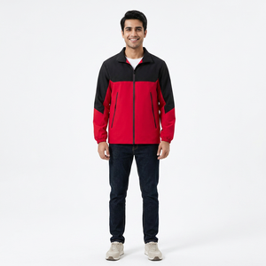 Lightweight Men's Windbreaker Jacket Comfortable Polyester Coat with Stylish Logo Stand Collar for Outdoor Travel - Product Image 1
