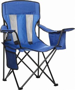 Chaise de camping pliante surdimensionnée en métal, moderne, portable, robuste, avec porte-gobelet, poche de rangement et sac isotherme pour pique-nique et voyage - Product Image 1