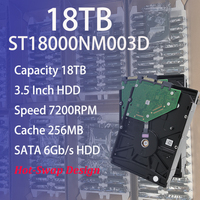 Disque dur HDD Enterprise ST18000NM003D 18 To 7200 tr/min 256 Mo de cache SATA 6 Gb/s 3,5 pouces interne pour serveur de centre de données