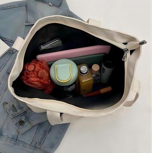 Sacs fourre-tout en coton réutilisables et pliables écologiques en gros, blancs vierges, personnalisables avec logo imprimé, sacs de marché en toile - Product Image 4