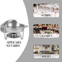 Plat à Réchaud Luxe en Acier Inoxydable, Set Buffet Doré Argenté, Chauffe-Plat pour Traiteur Matériau Métallique
