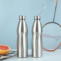 Bouteille d'eau sportive en acier inoxydable, grande capacité, minimaliste, en forme de boule de bowling, portable pour l'extérieur, à col étroit