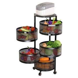 Étagère rotative de rangement de <span class=keywords><strong>cuisine</strong></span> <span class=keywords><strong>moderne</strong></span> blanc noir 3/4/5 couches support de stockage de légumes ou de fruits - Product Image 1