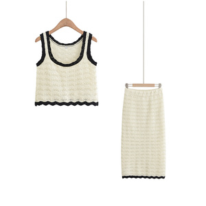 Ensemble deux pièces pour femme Été 2026 : Haut sans manches à col rond et jupe longue tricotée taille haute – Vêtements pour femme - Product Image 6