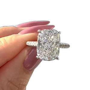 Anello di fidanzamento da donna Q669 con diamante naturale taglio radiante di lusso e fascia in oro bianco 18 carati - Product Image 5