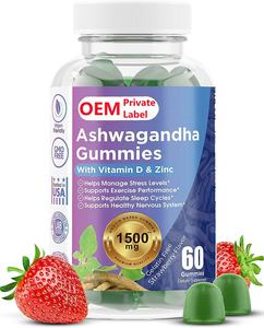 Gomitas de Ashwagandha OEM ODM de Marca Privada, Gomitas de Raíz de Ashwagandha con GABA, Vitaminas para Dormir Bien, Suplemento Vegano para el Cuidado de la Salud - Product Image 1